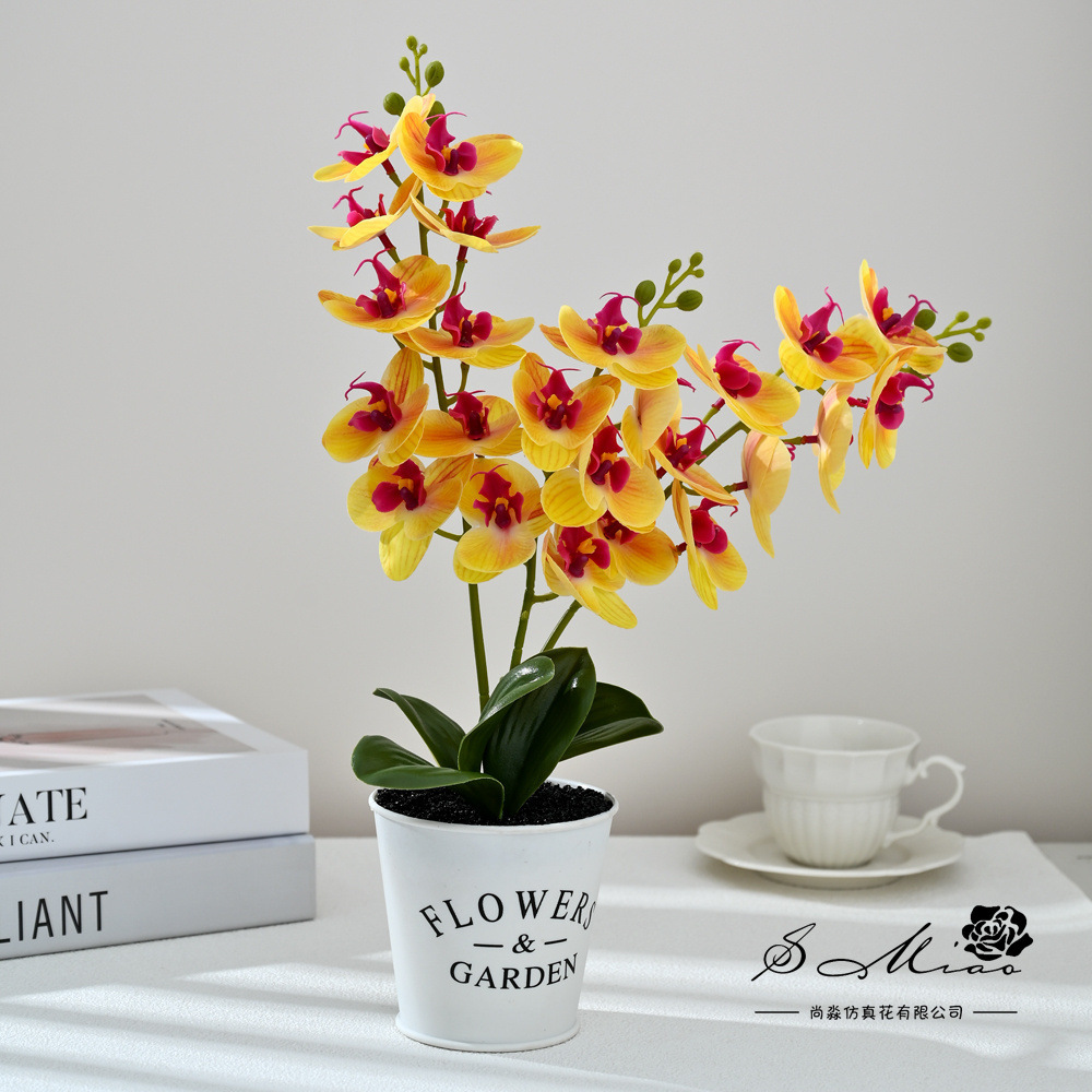 18 flores mariposa orquídea bonsai simulación de maceta creativa flores falsas decoración del hogar fotografía flores artificiales flores de boda image 8