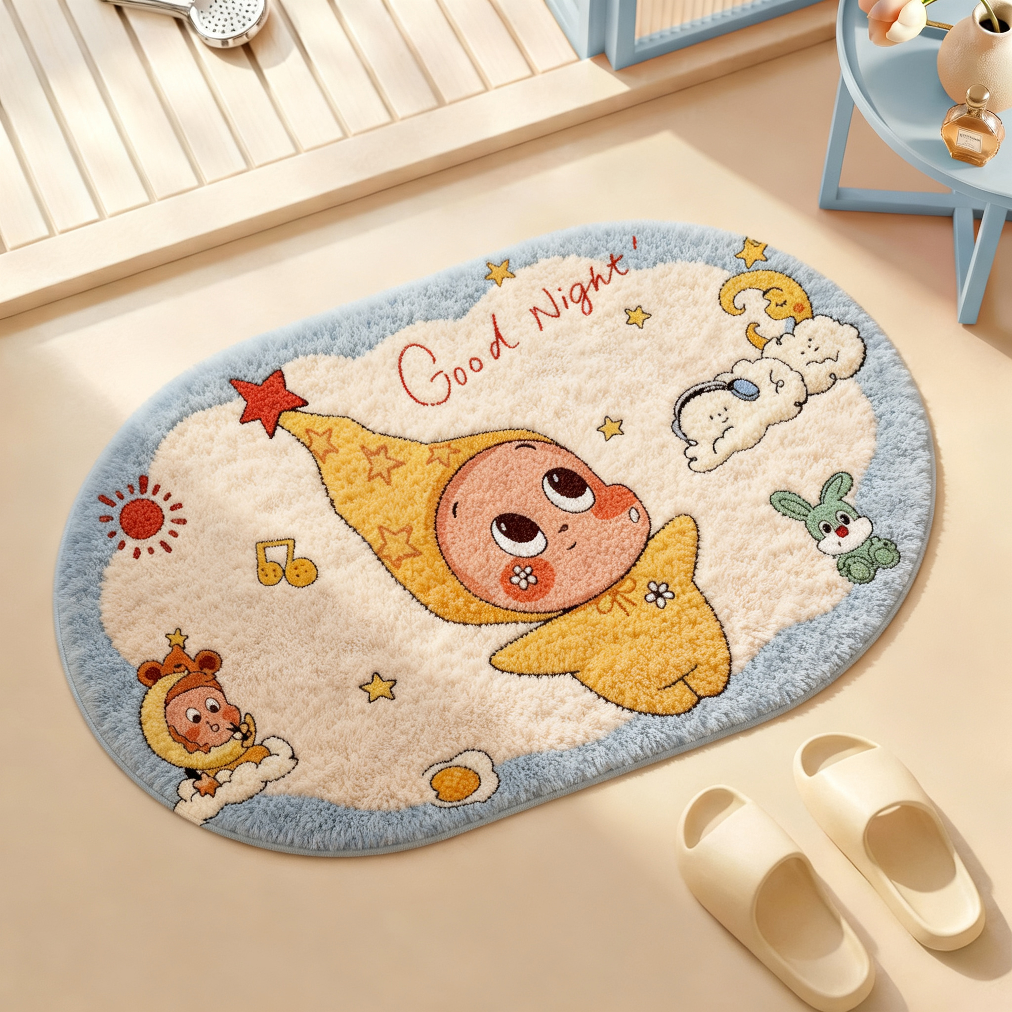 Cartoon Bathroom Absorbent Floor Mat New Starman Non-Slip Mat for Home Toilet and Shower Room Doorway Rug