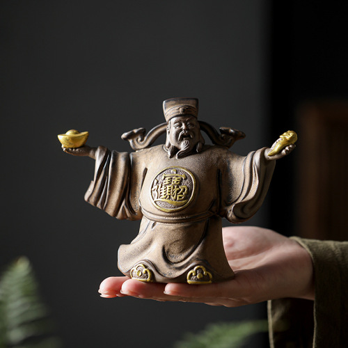 Chinese God of Wealth Ceramic Figurine for Home Living Room Entrance Office Attracting Wealth Worship Buddha Opening Business Gift Wholesale