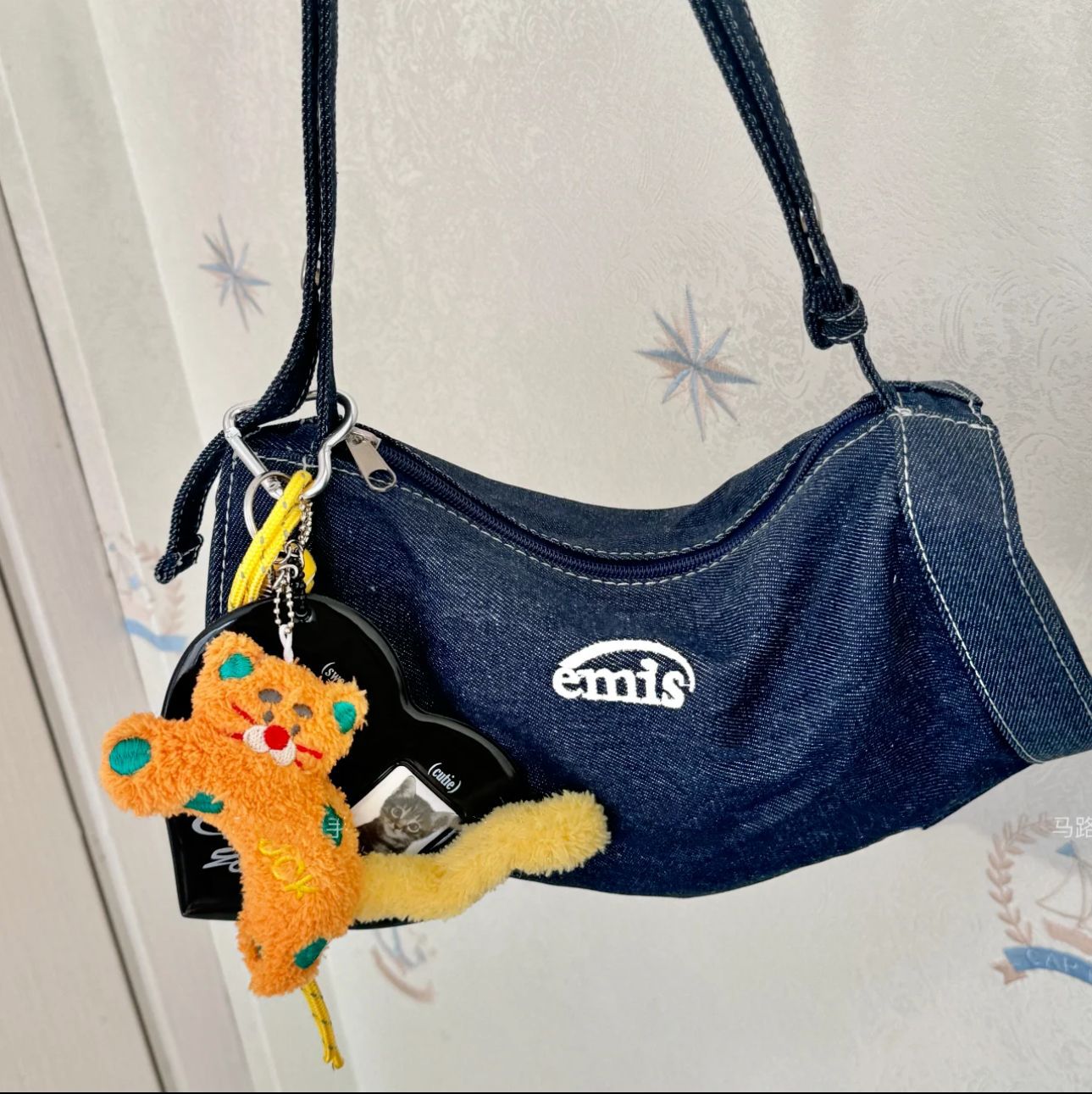 Orange sunglasses cat love photo album m style pendant