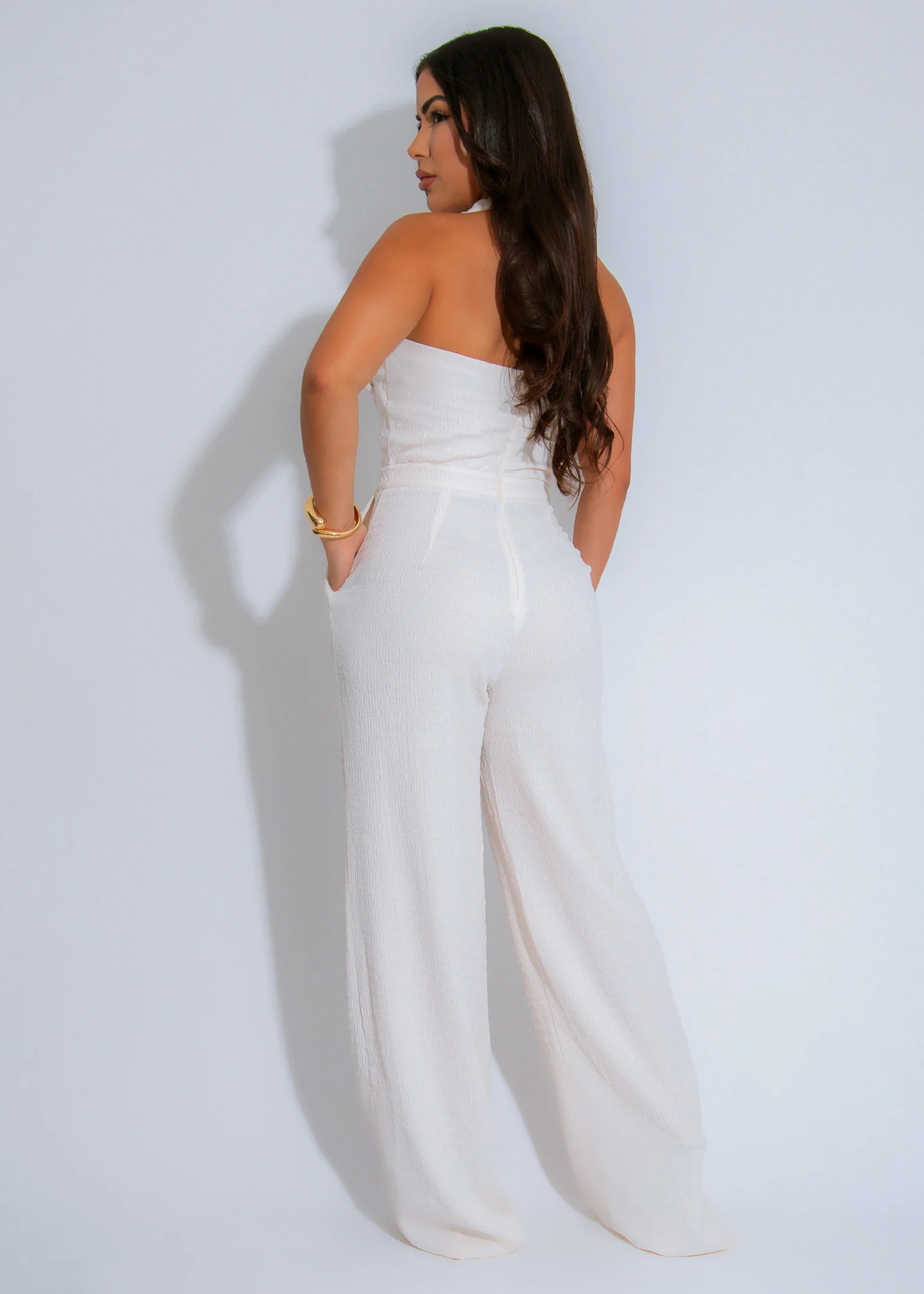 High Waist Design Woven Spaghetti Straps Sleeveless Loose Straight One Piece 6 High Waist Design Woven Spaghetti Straps Sleeveless Loose Straight One Piece