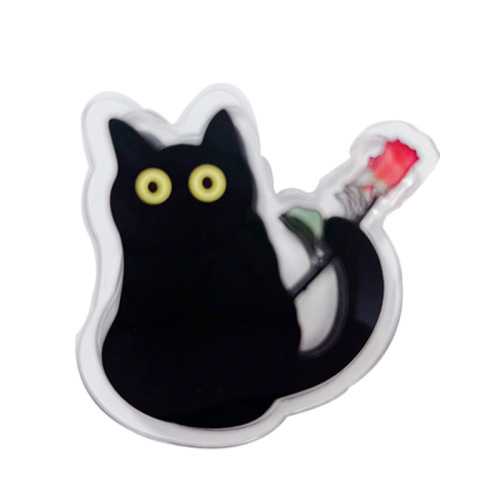Acrylic Anime Big-Eyed Small Black Cat PP Clip Multifunctional Peripheral Cartoon Cute Folder Student Book Clip Wholesale