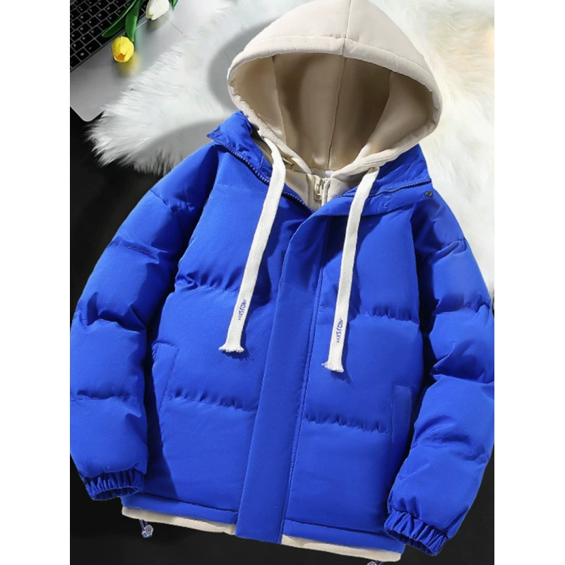 Оптовая продажа 2024 бренда мужской хлопчатобумажной одежды поддельные две хлопчатобумажной одежды новый стиль Гонконг ветер осень и зима толстая пуховая хлопчатобумажная куртка