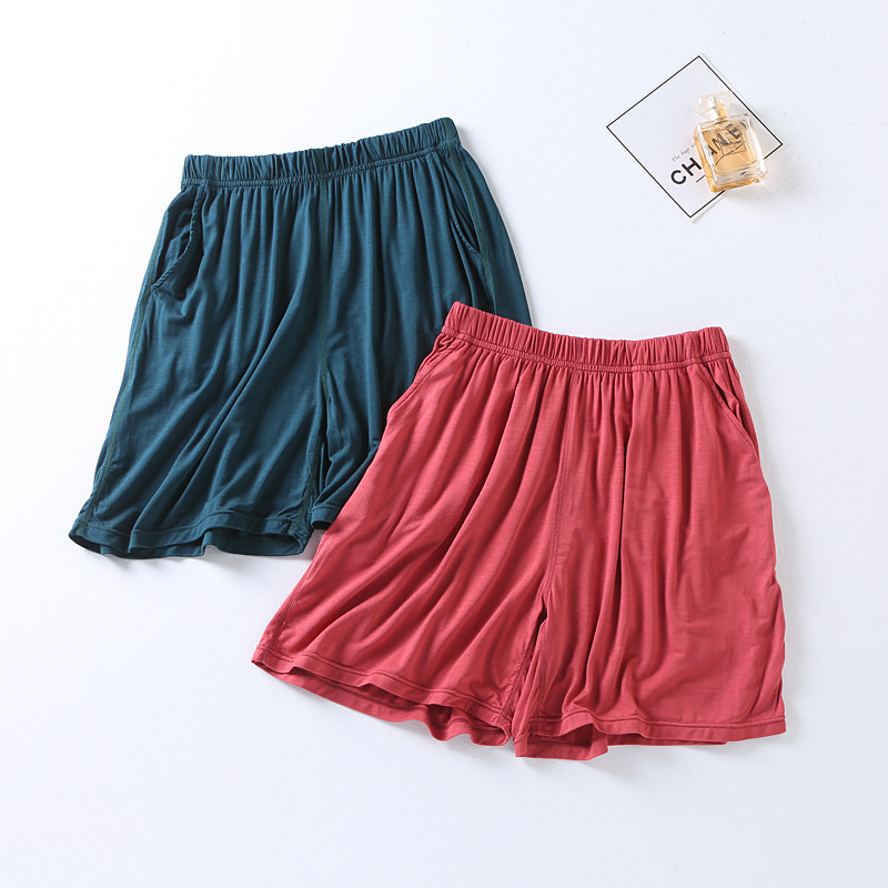 New Style Rayon Sleep Shorts with Pockets, Suitable for Outerwear, Women's Plus Size, Solid Color, Loose-Fitting 3/4 Shorts New Style Rayon Sleep Shorts with Pockets, Suitable for Outerwear, Women's Plus Size, Solid Color, Loose-Fitting 3/4 Shorts