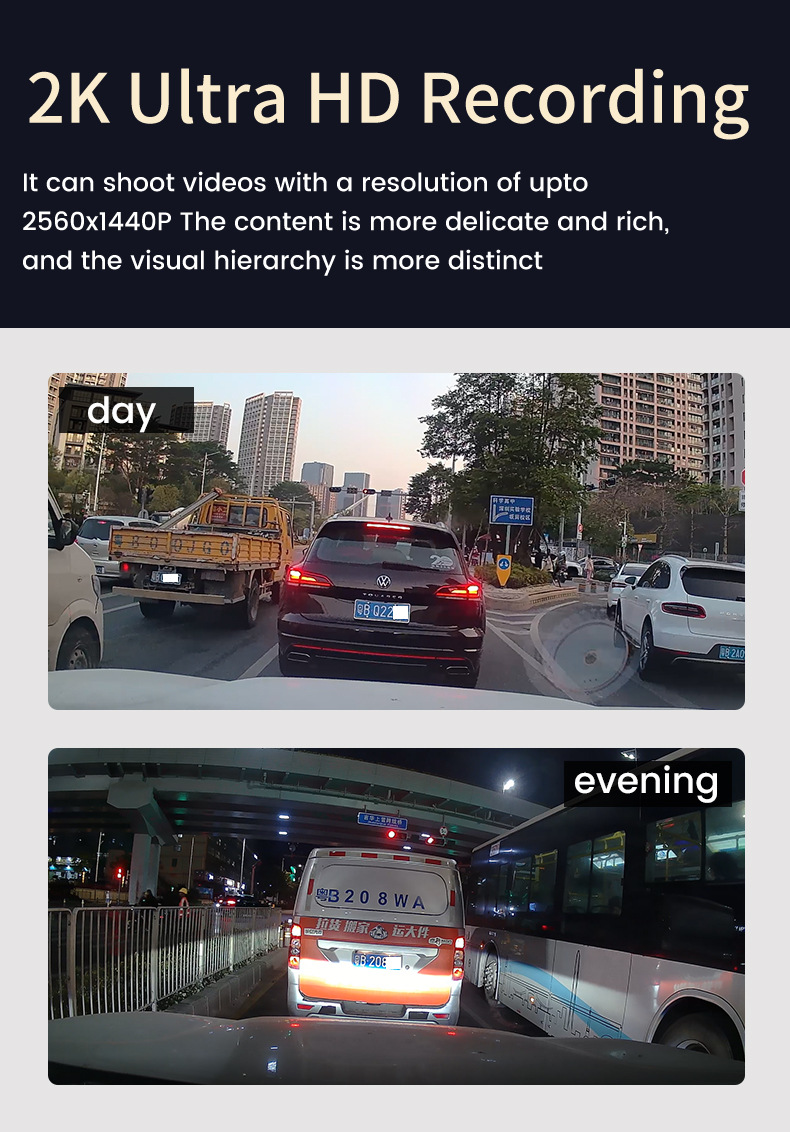 4G Car Dash Cam Front and Rear 2K+1K IR Night Vision