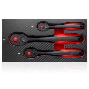 Cross-border hot sale 3-piece set of 72-tooth curved handle ratchet wrench large, medium and small flying two-way fast socket ratchet wrench