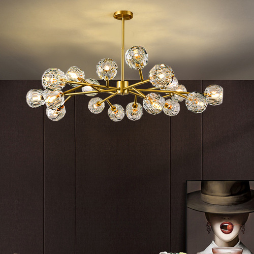 Nordic chandelier modern simple crystal all-copper light luxury lamps Internet celebrity lighting molecular lamp creative personalized living room lamp