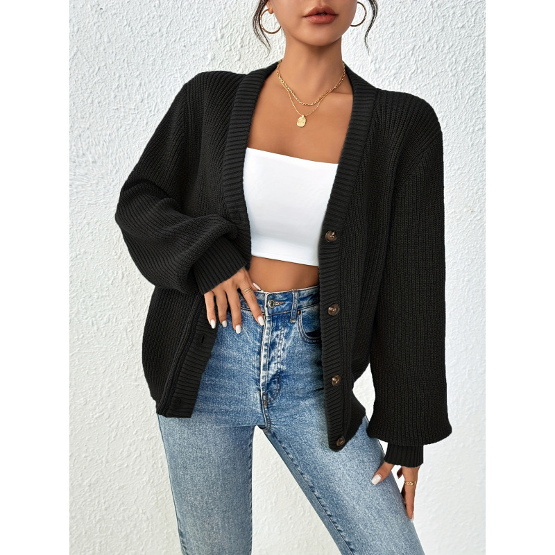 Z 46966 V-Neck Knit Cardigan Solid Color V-Neck Knitted Cardigan Cross-Border Trade Agent Z 46966 V-Neck Knit Cardigan Solid Color V-Neck Knitted Cardigan Cross-Border Trade Agent