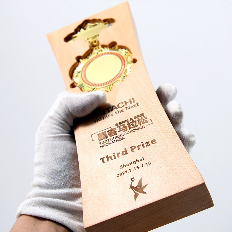 Trofeos de madera sólida Trofeos de madera creativos Medalla de mérito conmemorativa de jubilación Insignia de liderazgo Medalla de honor de maestros Trofeos