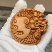 崖柏木鱼化龙手把件实木雕刻鲤鱼化龙招财转运男士随身把玩车挂件