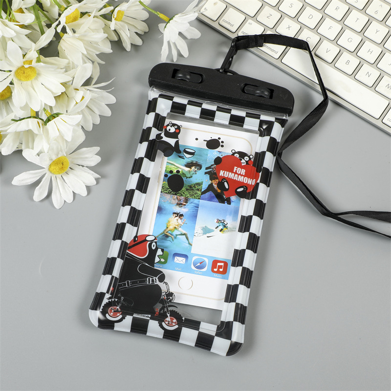 Inflatable Mobile Phone Waterproof Bag Outdoor Cartoon Sealed Floating Swimming Diving Touch Screen Protective Cover Snorkeling Waterproof Seal