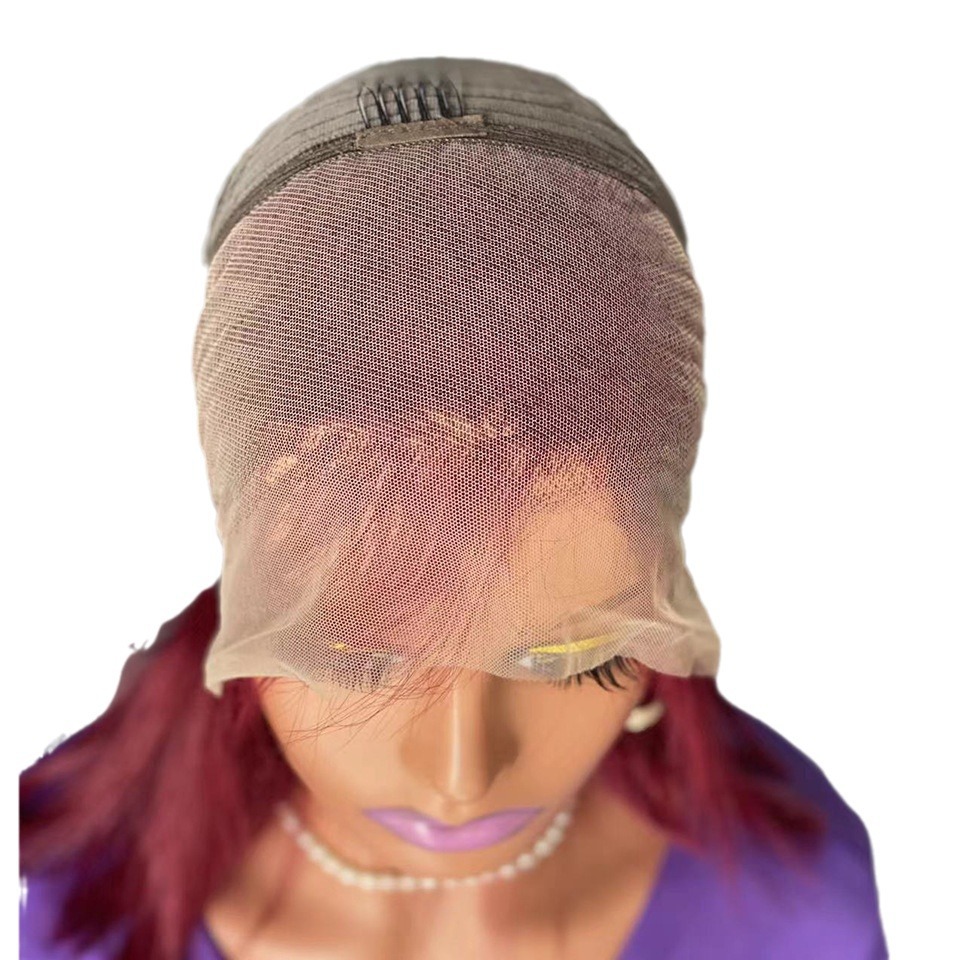 Double Draw Bone Straight Human hair wig front lace wig real head cover_voghion.com