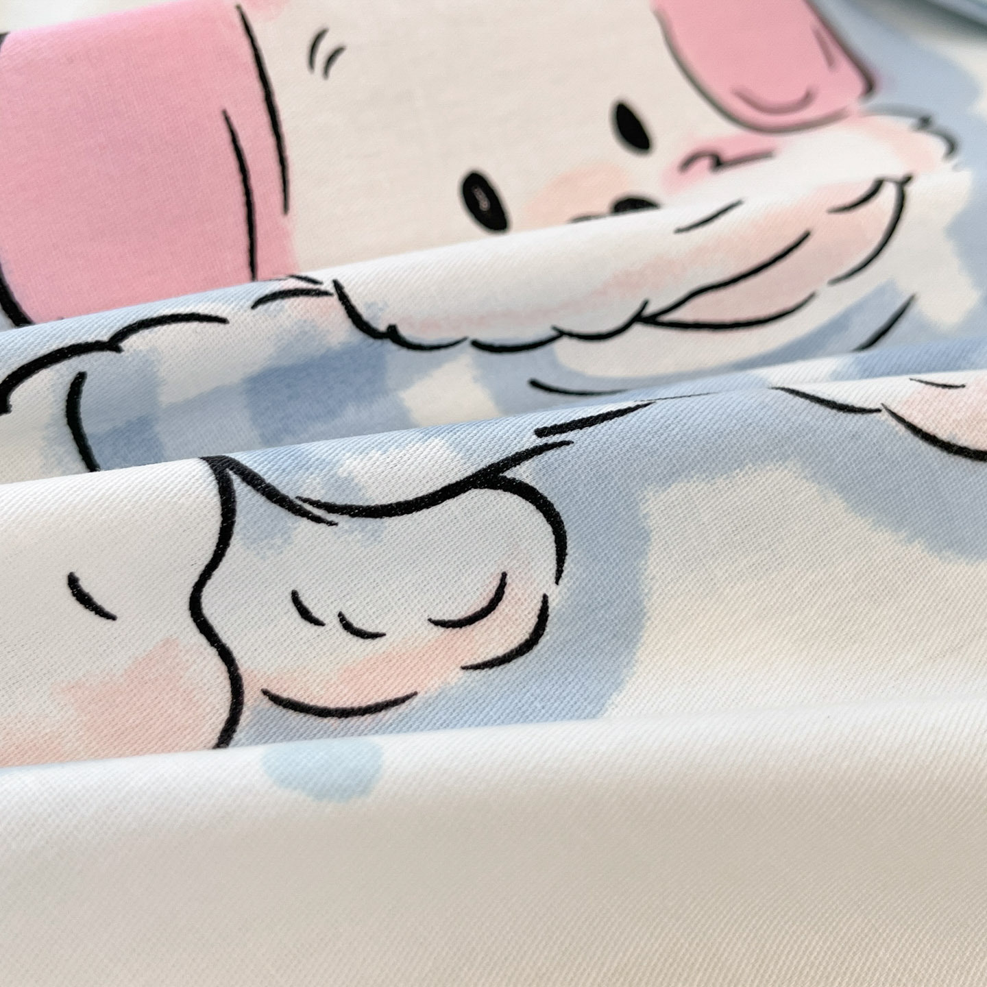 Impresión de algodón de cuatro piezas encantadora sábanas de dibujos animados cubierta de cama de tres piezas estudiantes ropa de cama casera cuatro estaciones