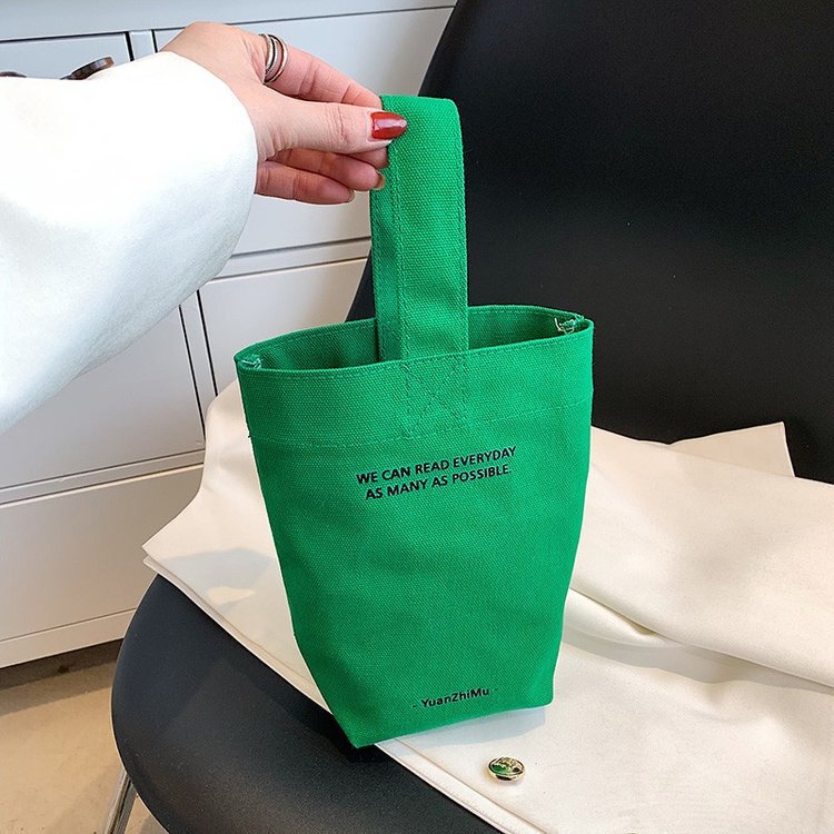 Amazon cross-border supply/ins style kettle bag solid color hand bag mini hand canvas bag female mummy bag