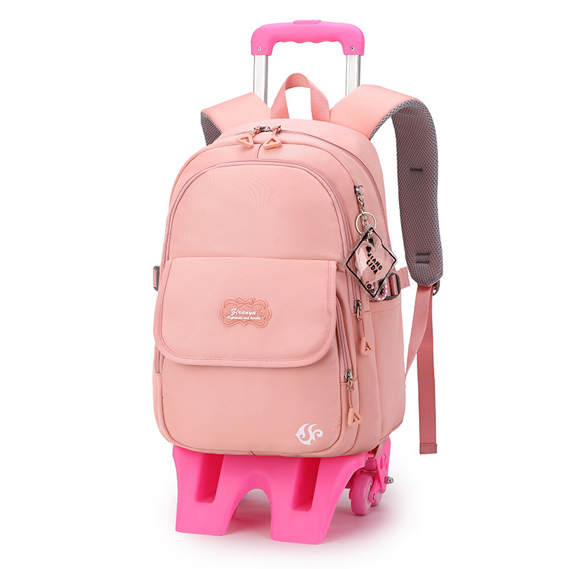 Peces naturales nuevo carro Escuela Primaria niñas color sólido estilo gran capacidad de reducción carga mochila desmontable