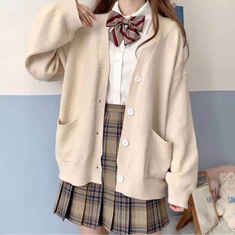 Jk Knitwear Knitwear Cardigan Cute and Sweet Japanese Style Spring & Fall Preppy Cos Lazy Style Loose Autumn and Winter Outwear