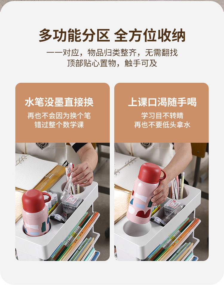 自带滑轮可移动夹缝书架