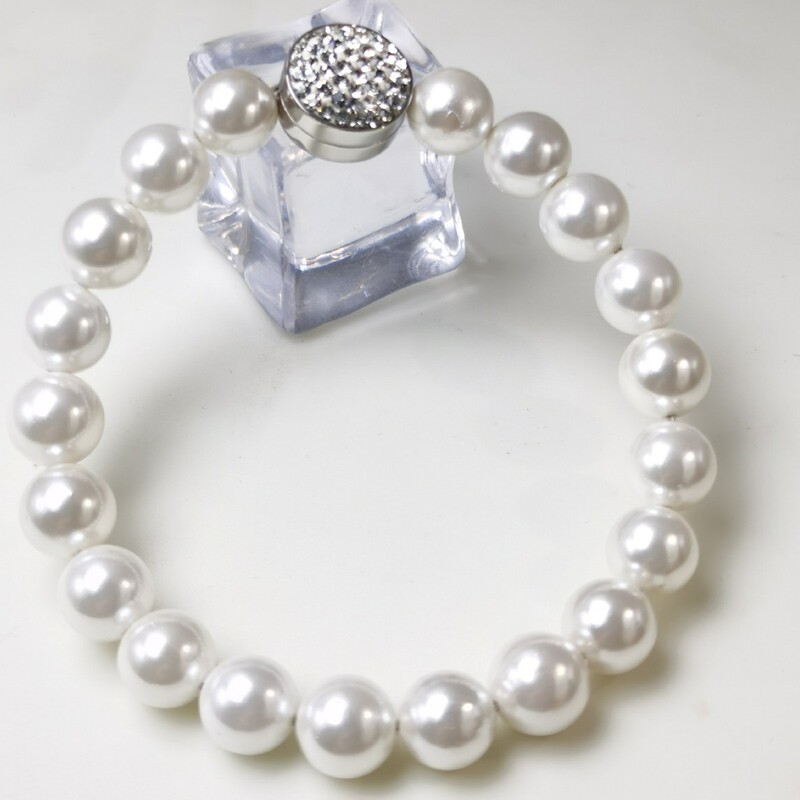 European and American Style Versatile Round Magnetic Clasp Pearl Bracelet with Swarovski Crystal Elements, a High-End Luxury Accessory