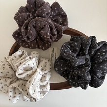 韩系软糯针织复古小碎花双层小蛮腰大肠发圈女慵懒风头花气质发饰