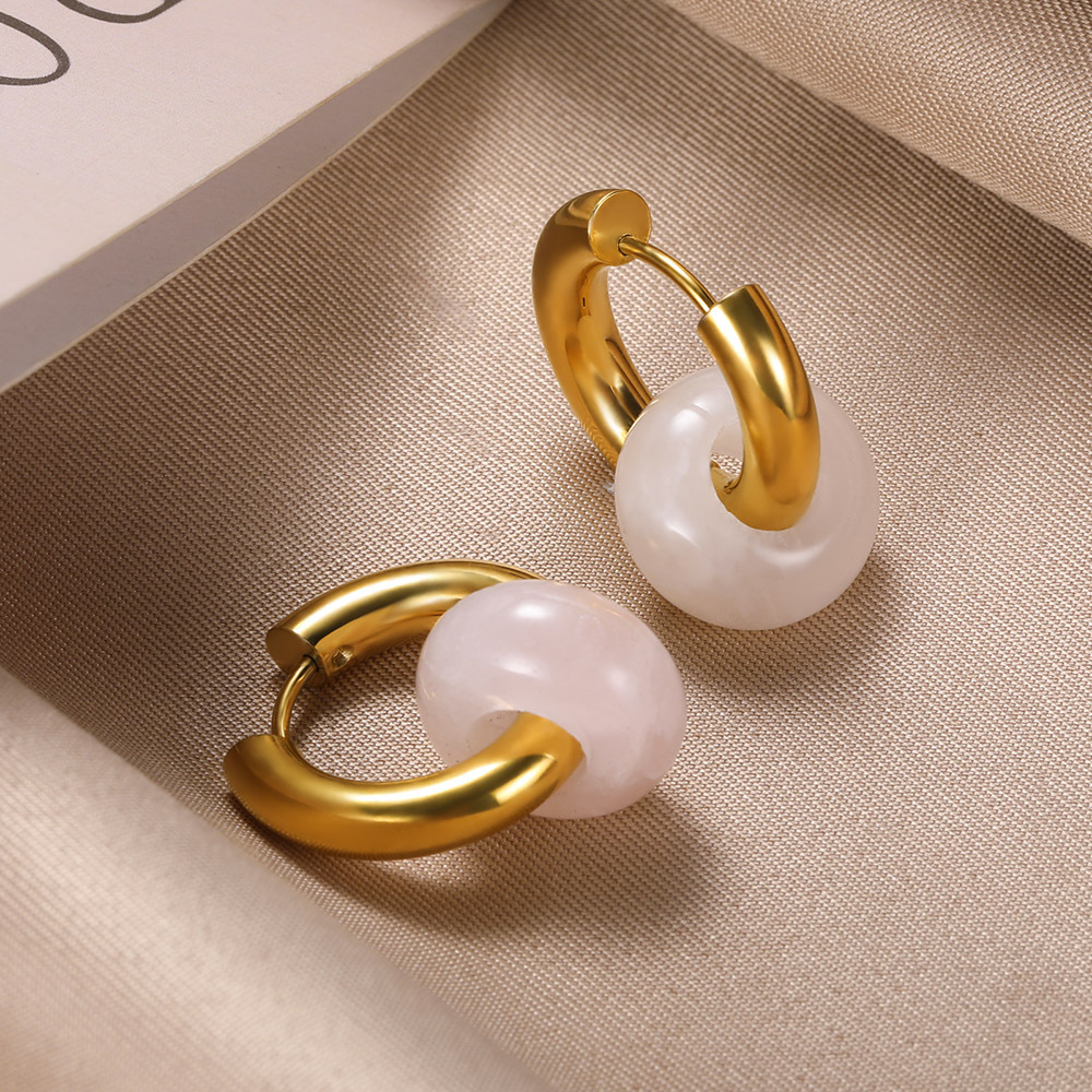 13g Weight PVD Coated Gold Plating Process 304 Stainless Steel Ear Needle Material 18K Real Gold Plated Plating Material Hoop Earrings Classification 1 Pair Quantity Date, Tea Party Occasion 304 Stainless Steel Material Geometric Pattern Women's Gender Classic Style Style Plating Craft 1 Pair Classic Style Geometric Plating Natural Stone Metal Hoop Earrings 6
