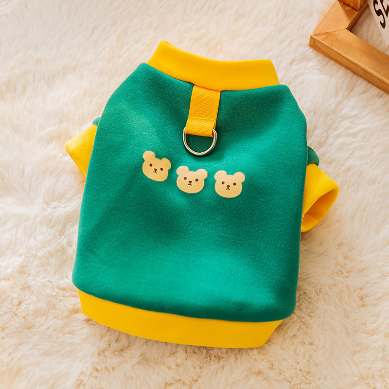 Suéter de tracción simple ropa de perro de dibujos animados perro pequeño oso de peluche ropa de dos patas ropa de gato suministros para mascotas