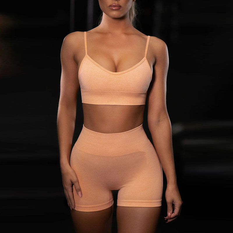 European and American popular plain yoga fitness short-sleeved trousers sling bag suit sports leggings candy-colored sportswear European and American popular plain yoga fitness short-sleeved trousers sling bag suit sports leggings candy-colored sportswear