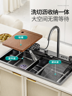 I Kitchen Thickened Sus304 Stainless Steel Large Single Sink for Home Use, Undermount or Above-Mount, Countertop Basin for Washing Vegetables and Dishes