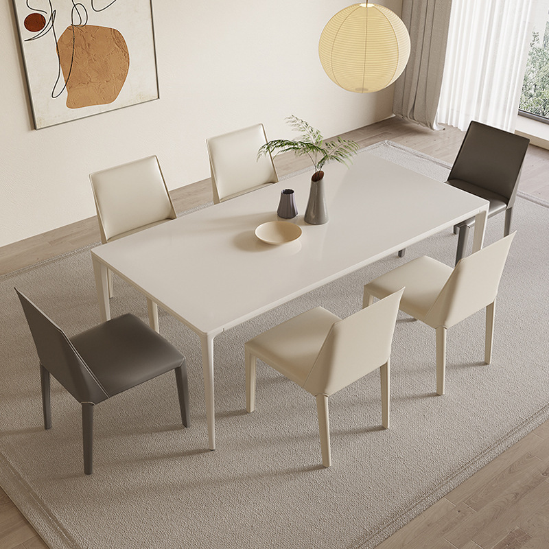 Mesa de comedor y silla de estilo crema combinación minimalista moderno hogar pequeño apartamento mesa de comedor rectangular minimalista italiano