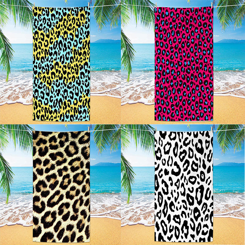 Cross-Border Leopard Print Microfiber Digital Beach Towel Quick-Drying Digital Printed Beach Bath Towel Double-Sided Velvet Beach Towel