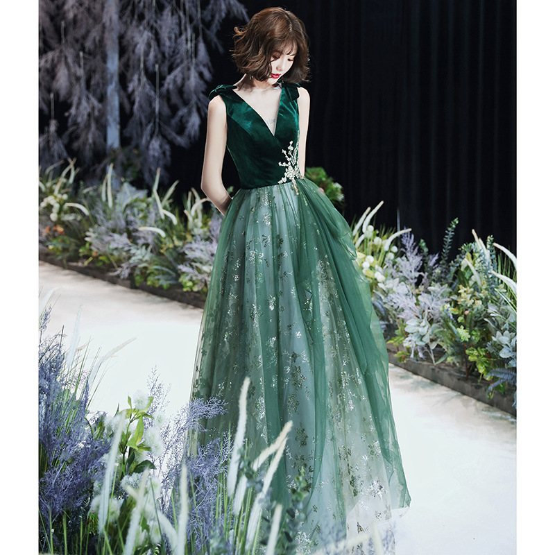 Vestido de noche verde elegante y sexy para mujer, nuevo diseño 2026, ideal para exámenes de arte y anfitrionas de graduaciones. image 3