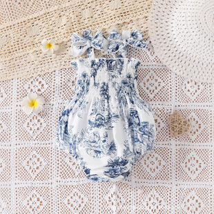 2025 new summer bow strap baby girl triangle jumpsuit