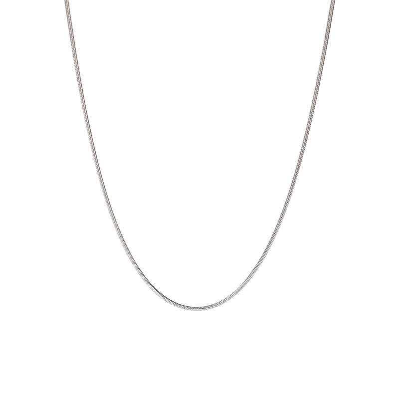 925 plata esterlina 1,5mm Cadena de hueso de serpiente redonda simple cadena de clavícula de los hombres de hip hop personalizado collar de alta calidad para las mujeres