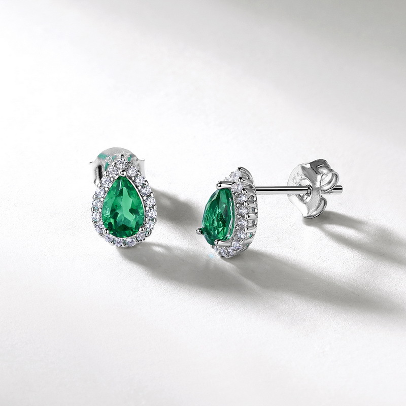 Pendientes en forma de gota de agua de lujo simple y ligero transfronterizo europeo y americano femenino S925 con incrustaciones de plata para cultivar aretes personalizados de color
