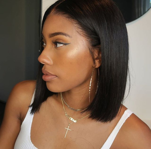FB new product cross-border e-commerce European and American middle-parted bobo women's short straight hair wig micro-curled chemical fiber high-temperature silk headgear