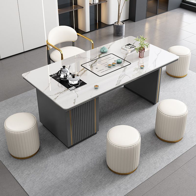 Mesa de té de tabla de roca en un conjunto completo de lujo ligero moderno simple oficina en el hogar silla de mesa de té multifuncional balcón de té