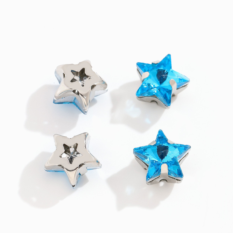 手縫い五芒星爪ドリルガラスクリスタル手縫いドリル DIY ファンタジー爪ドリル素材ホワイト K 穴付きドリルアクセサリー|undefined