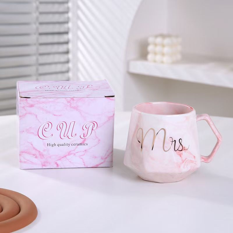 대리석 패턴-다이아몬드 컵 핑크 [싱글 컵 컬러 박스]