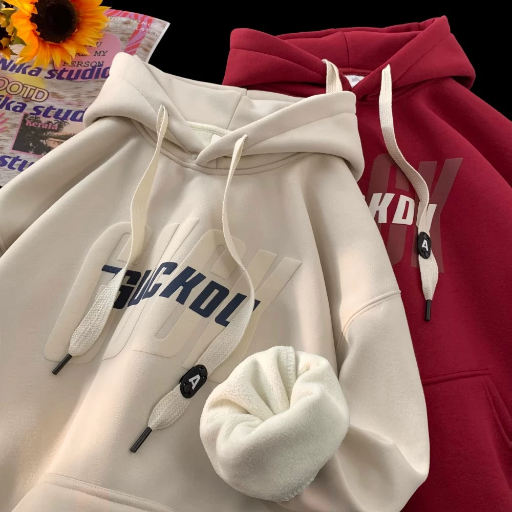 Плюшевый свитер мужской весна осень 2024 новый принт свободный толстовка с капюшоном ретро нейтрал стиль нишевый топ пальто