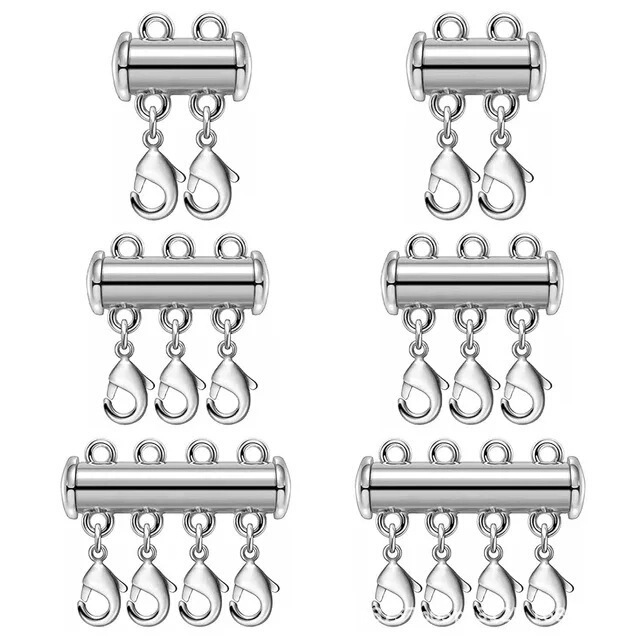 Multi-Layer Magnetic Clasp Necklace Layered Clasp Magnetic Sliding Lock Necklace Connector Multi-Strand Sliding Tube Clasp