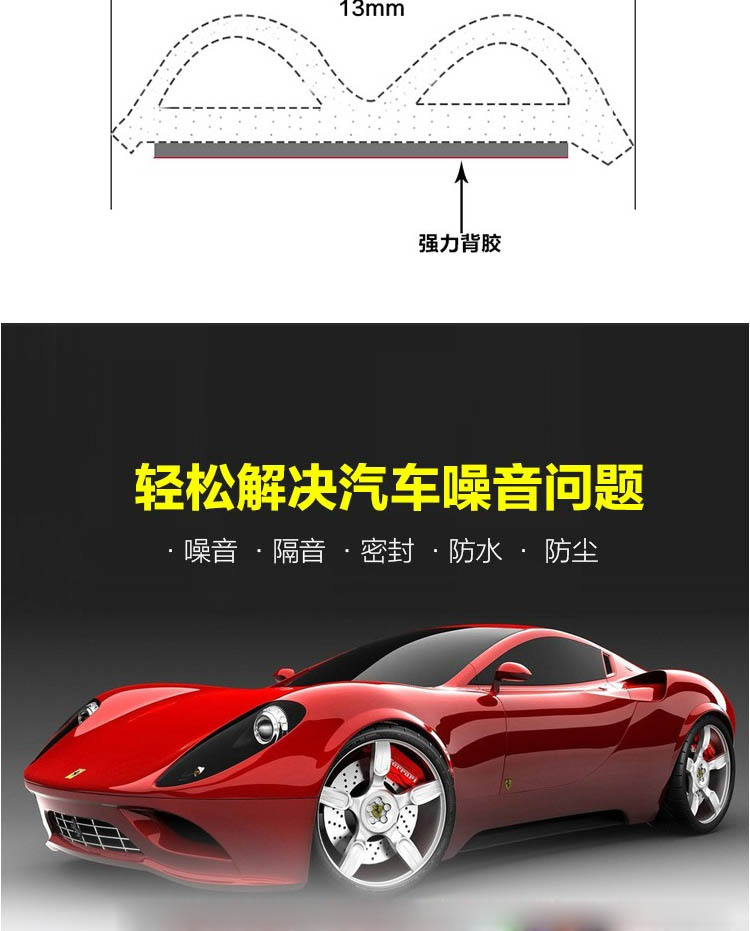 Car sealing strip sound insulation strip waterproof door sealing strip dustproof sound insulation universal type B sealing strip modification