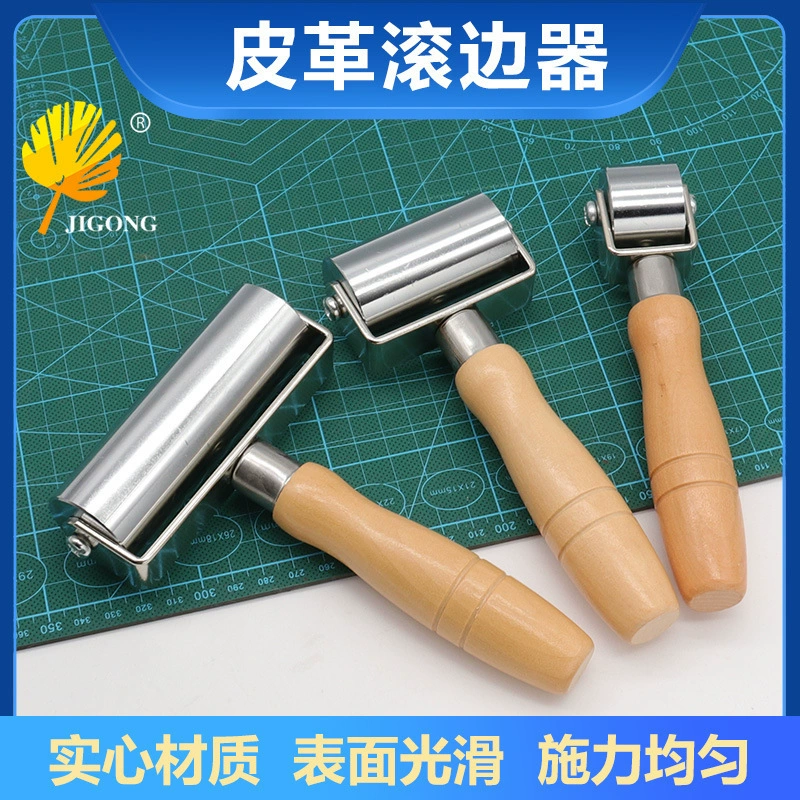 Деревянная ручка с твердым ручным роликовым колесом Кожаный прижимной прижимной кожаный прижимной кожаный шкив DIY кожаный ролик