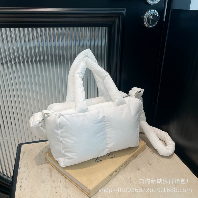 新品ブロックコットンバッグ大容量ファッションハンドバッグ片肩斜め掛けトートバッグ高級感ふかふか小角バッグ|undefined