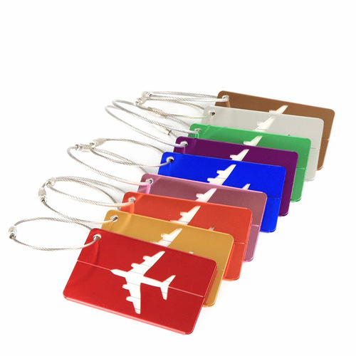 Cross-border metal luggage tags, boarding bags, airplane style, business gifts, checked elevators, metal box dog tags