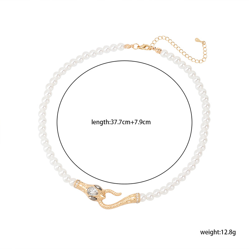 rhinestone pearl necklace fashion niche design snake-shaped clavicle chain
