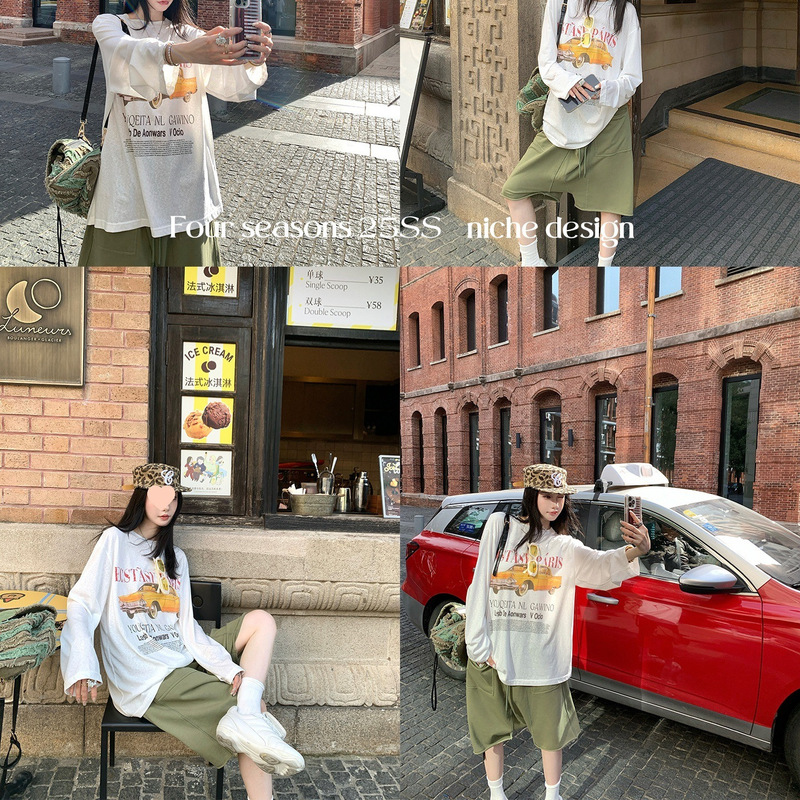 欧阳 7/25 20点【day wear！松弛美式】美式复古印花长袖T恤|undefined