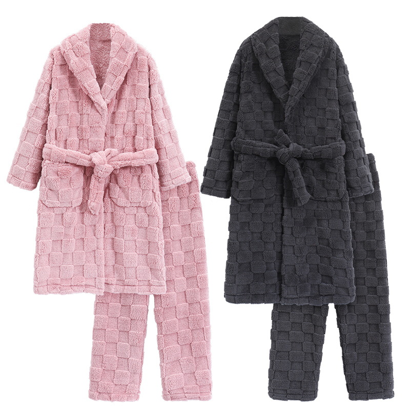 Pijamas de las mujeres de invierno de las mujeres de coral de lana forrado de lana engrosada camisón traje rojo cumpleaños año celebración ropa para el hogar invierno