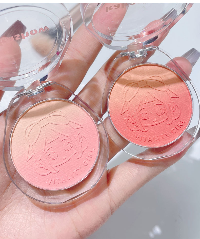 kakashow's vibrant girl's gradient blush with a matte and delicate sheen, a student's daily brightening peach milk tea color undefined