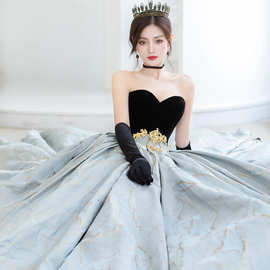 【谷芹】晚礼服2026新款年会主持人抹胸走秀年会礼服实体店货源