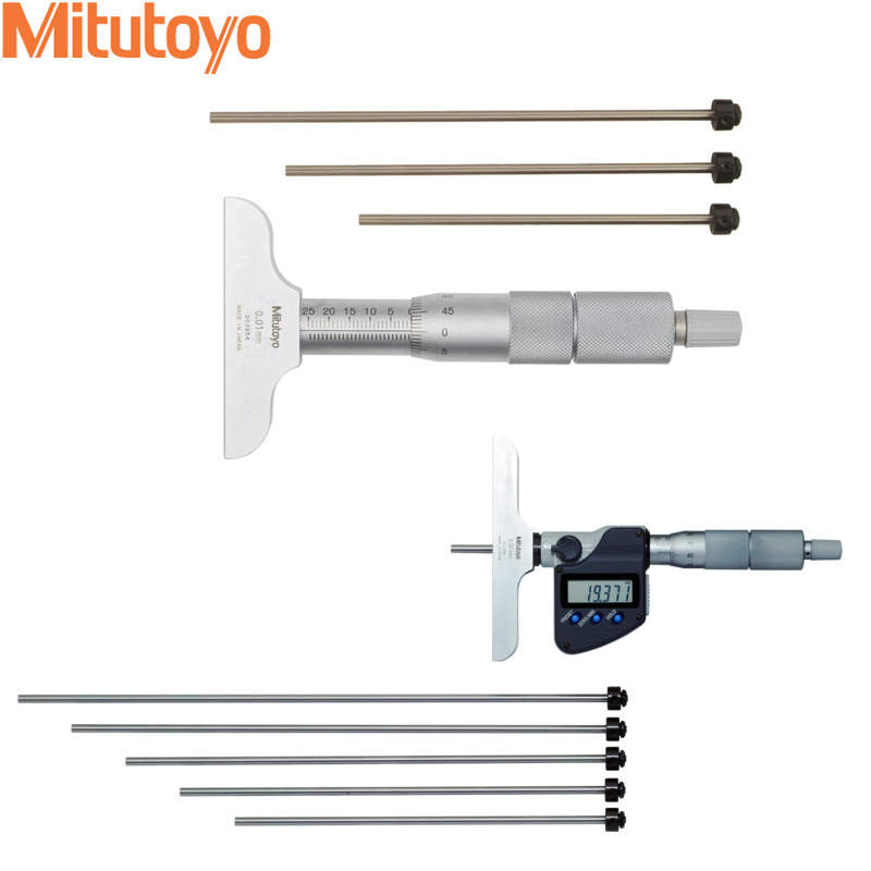 三丰329-250-30可换测杆数显深度千分尺129-109深度千分尺128-101