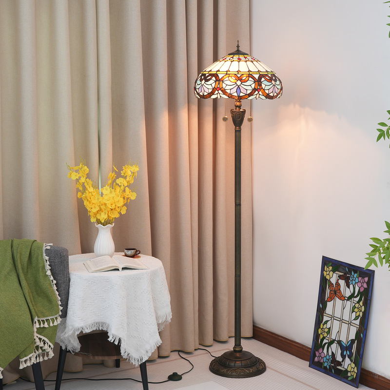 Tiffany Stained Glass Handmade Floor Lamp New Chinese Style Dining Room Bedroom Villa Blue Heart Standing Lamp Tiffany Stained Glass Handmade Floor Lamp New Chinese Style Dining Room Bedroom Villa Blue Heart Standing Lamp